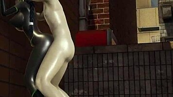 Ladynoir fucked hard by Mister-Bug in cartoon latex costume