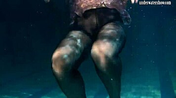 Lozhkova bathes in see through shorts in the pool