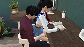 Teacher says, 'Bend over for hard fucking on desk.'