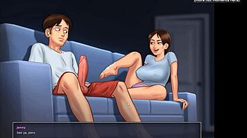 hot blowjob and footjob on cam from sexy roommate in summertime saga