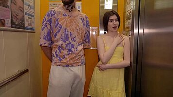 i caught cute hot pearl near the elevator, and wow, that teen 18+ blowjob was unreal