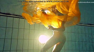 Nastya Strips Clothes And Shows Naked Body In Pool
