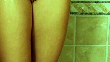 super cute brunette teen enjoys hot shower 😊