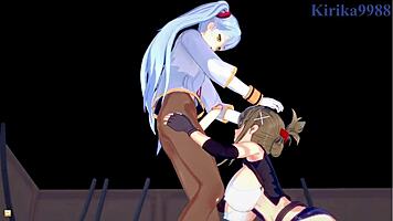 nine, chitose kisaragi, ruri hoshino in wild anime lesbian and futanari hentai