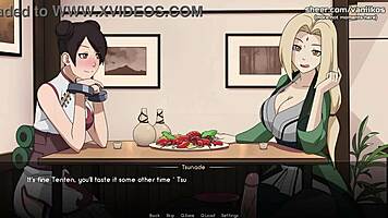 Tsunade and Tenten from Naruto give wild handjobs and foot jobs at a public restaurant. It’s pure hentai chaos in part 8!
