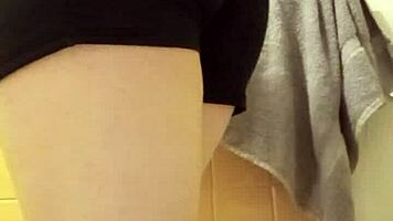 Homemade compilation of petite girls with big asses in the toilet.