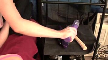 Horny horny lesbians with firm tits masturbate with a sex toy.