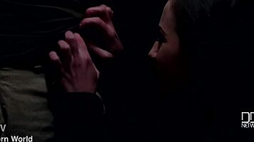 All the way up - teen blows cock from elevator to bedroom in lingerie