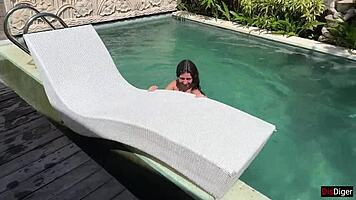 Brutal pool squirting deepthroat rough sex cum swallow frenzy