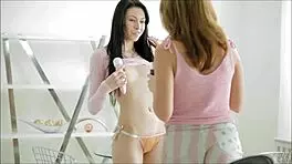 Hot lesbian babes climax using wild vibrator