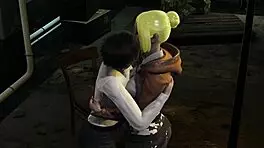 mikasa traps annie underground in hot lesbian bind