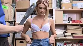 Blonde Thief Rides Officer'S Cock In Office Bust!