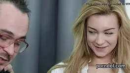 Young natural gets teased and poked by older lecturer!