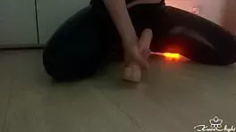 girl uses dildo for handjob and pussy masturbation