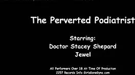 Curious podiatrist Stacy Shepard lingers on Jewel's sweaty feet during kinky exam