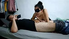 Girlfriend's Cousin Delivers Intense Blowjob on Big Black Cock in Cowgirl Position