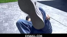 exsmall 18+ maya woulfe preps to please her stud with eager moves