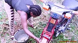 hey, can you believe this african wife got caught banging a ghetto pornstar in an empty house?