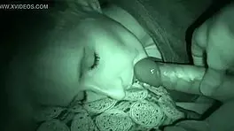 In the night, the blonde friend sucks a dick and gets a cumshot