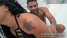 Short latina swallows cum in motel threesome