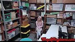 Blonde teen fucks cop after stealing 😏