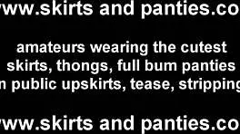 Flashing my panties under this skirt makes me so horny.
