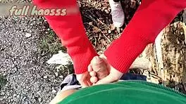 Risky Outdoor Handjob Cumshot