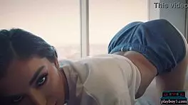 playboy5 com - petite latina emily willis strips naked for football promo