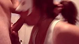 this teen girl deepthroats and swallows cum in a hot blowjob scene