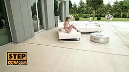 Mona blue, your petite blonde stepdaughter, begs for doggystyle spanking outdoors