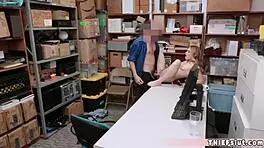 cute blonde shoplifter gets surprised by a rough burglar blowjob