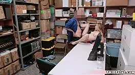 cute blonde shoplifter gets surprised by a rough burglar blowjob