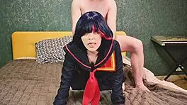 Ryuko Matoi got slammed by her naked teacher in every hole. POV cosplay with anal creampie in spooky anime style!