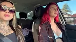 I got surprized in the car with her big natural tits, oh man!