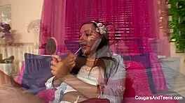 Milf fucks cute teen in lesbian sex