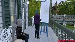 bulma tells jiraiya to watch her draw then they fuck with cum inside