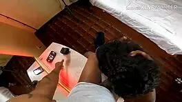 Latina babe roughly sucks big black cock hard