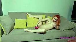 Slim Teen Sucks and Fucks Dildo Until Orgasm