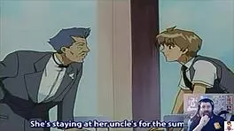 Adult commentary unfolds with a socially awkward hentai virgin in an outdoor scene.