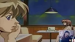 Adult commentary unfolds with a socially awkward hentai virgin in an outdoor scene.