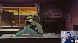 Adult commentary unfolds with a socially awkward hentai virgin in an outdoor scene.