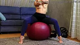 fitness training turns into steamy solo masturbation