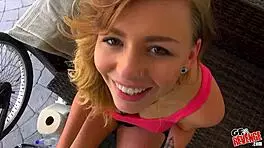 Skinny girlfriend gets intensely fucked on her porch in reality hardcore scene.