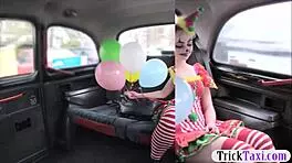 Cute Girl in Costume Teases Driver with Her Skills