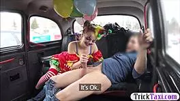 Cute Girl in Costume Teases Driver with Her Skills