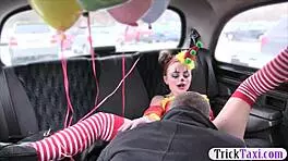 Cute Girl in Costume Teases Driver with Her Skills