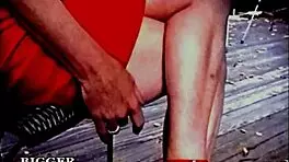 this tiny slut in heels is masturbating with her small tits