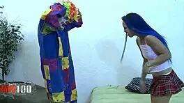 i-i'm the submissive clown fucking this petite 18+ brunette's tight pussy, ball kicking and all