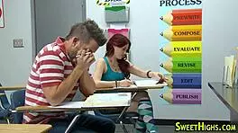 Redhead Teen 18+ Gets Railed Hard in Classroom with Facial Cumshot