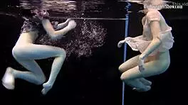 Two Girls Swim and Get Naked on Beach